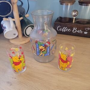 Winnie the Pooh Glass Pitcher and Tumbler Set